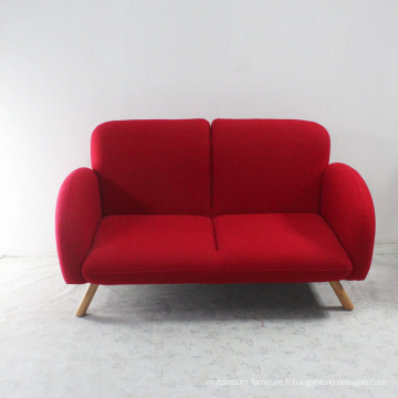 Ensemble de canapé rouge en bois massif avec tissu en laine 2 places assises